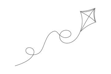 Minimalist Kite Continuous One Line Art Illustration