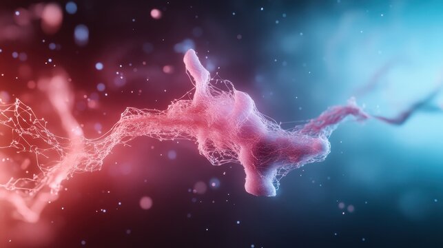 This vibrant abstract image showcases a dynamic representation of neural connections and synapses, emphasizing modern technology and the complexity of communication.