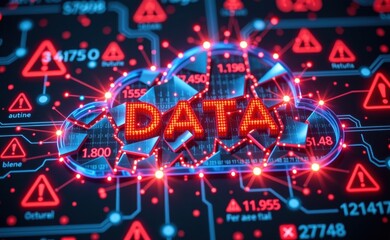 Digital Cloud with Data Security Warning