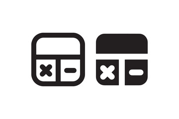 Calculator icon set with basic operations symbols in black and white.