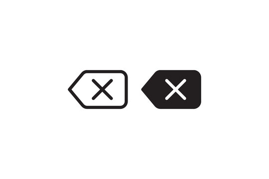 Minimalist backspace icons: outline and solid styles side by side.