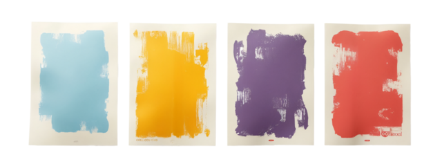 A set of four prints of different colors of paint