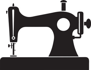 Vintage sewing machine silhouette isolated on white background