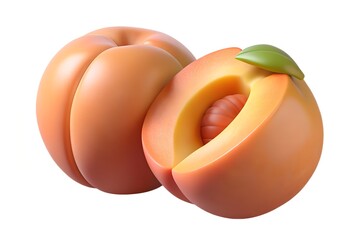 Ripe peaches whole and half sliced fruit