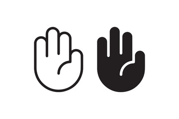 Minimalist depiction of hand gestures in black and white design.