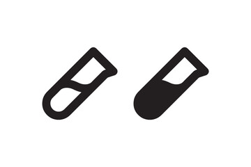 Two black test tubes icons in solid style for education and science.