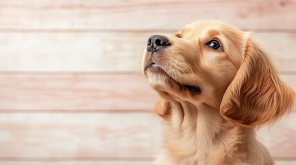A cute golden retriever puppy gazes adorably at the camera, evoking feelings of warmth, companionship, and the pure joy pets bring into our lives.