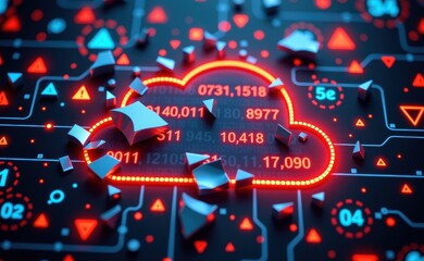 Obraz premium Abstract Digital Cloud with Red Elements