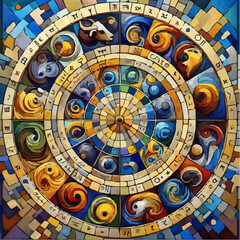 
digital art of the cosmic circle of signs 22