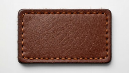 Brown leather patch with stitched border