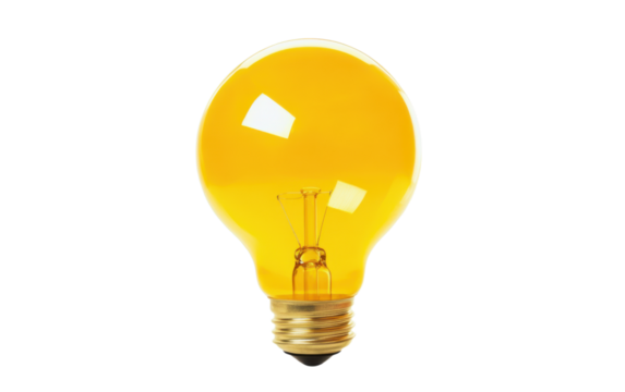 Yellow light bulb is lit up