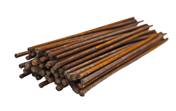 Pile of rusty metal rods