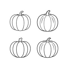 A set of pumpkin line art vector illustration