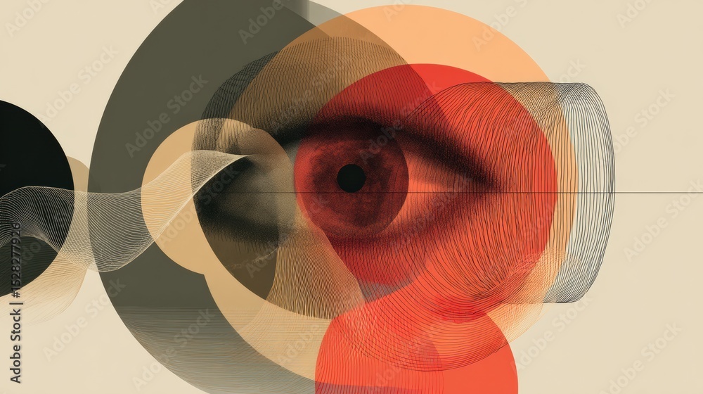 Aufkleber abstract layered shapes create an artistic representation of an eye against a neutral background wit