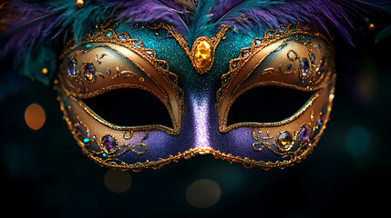 Elegant Venetian Masquerade Mask with Feathers