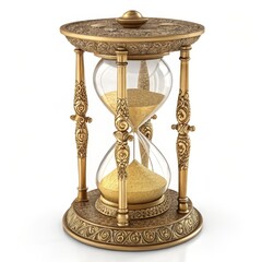 Ornate Gold Hourglass 3D Render, Time Concept, Intricate Design, Sand Timer, Luxury Hourglass, 3D render