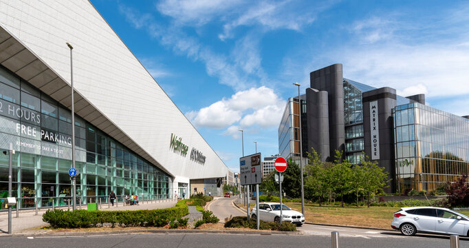 Basingstoke Hampshire England UK 28.05.2025,  Large supermarket on edge of commercial  office buildings near town centre Basingstoke UK