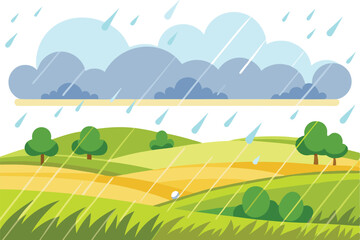 Obraz premium Rainy day field