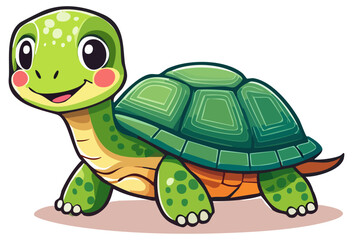 Obraz premium Cute cartoon turtle clipart illustration, isolated 