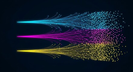 Abstract data flow in cyan magenta and yellow colors