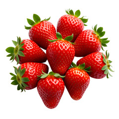 Vibrant cluster of ripe strawberries, a juicy delight and freshness on the transparent background