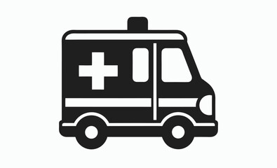 Ambulance icon, emergency vehicle silhouette, medical transport vector, outline ambulance drawing © Silhouettify