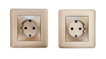 Wall power socket, electronic plug, electrical outlet on a transparent background
