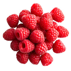 Vibrant pile of ruby raspberries, a delightful arrangement of fresh fruit on the transparent background