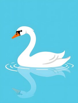 illustration of white swan on blue background