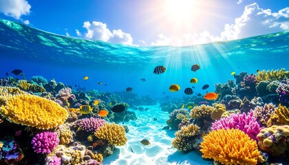 Vibrant Coral Reef Underwater Scene.