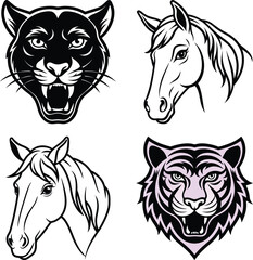 Forest Animal Faces Icon Set  Hand-drawn vector icon set - Cute animals with big eyes.

