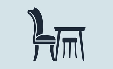 Furniture silhouette,  black vector various style furniture silhouettes 