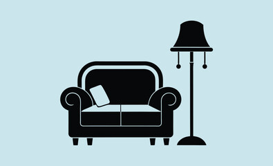 Furniture silhouette, set of black vector various style furniture silhouettes 
