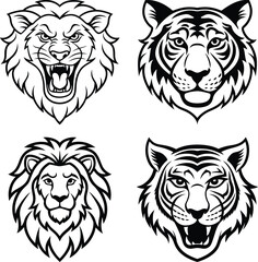 Forest Animal Faces Icon Set  Hand-drawn vector icon set - Cute animals with big eyes.

