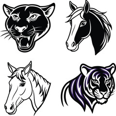 Forest Animal Faces Icon Set  Hand-drawn vector icon set - Cute animals with big eyes.

