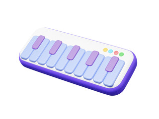 3D render piano icon colorful creative art sound music instrument entertainment Modern study toy button play song key notes Learn education producer concept. Design template illustration