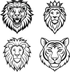 Forest Animal Faces Icon Set  Hand-drawn vector icon set - Cute animals with big eyes.

