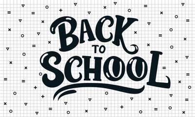 back school lettering wallpaper math symbols checkered background vector.