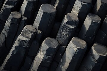 basalt columns at Giants Causeway in soft light
