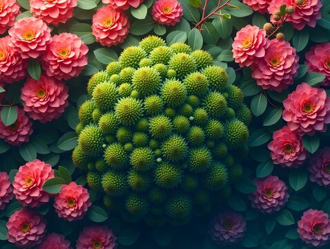 Ceanothus on a vibrant background, top view photorealistic plant