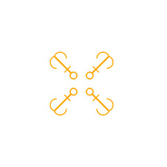 Fototapeta premium Symmetrical Anchor Arrangement Creates a Minimalist Emblem on Black Canvas