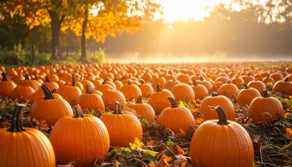 pumpkins in a field