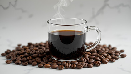 Fototapeta premium cup of coffee with beans