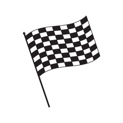 Race flag icon. Crossed checkered racing flags silhouette. Vector finish line icon for motorsports and speed-themed design