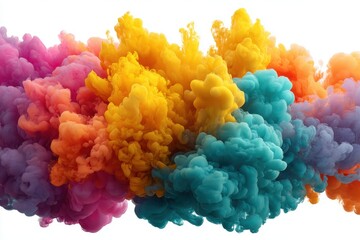 Obraz premium Colorful smoke explosion effect on white background