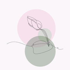 Minimalist one line art of lotus flower buds