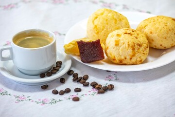 The most traditional Minas Gerais snack, coffee, cheese bread and guava paste