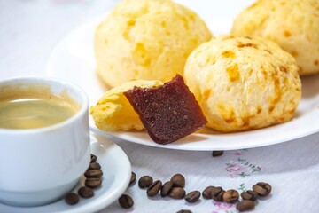 The most traditional Minas Gerais snack, coffee, cheese bread and guava paste