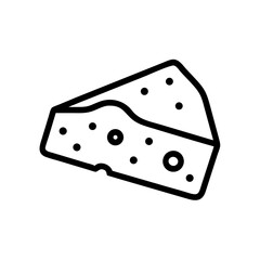Vector Illustration A Detailed Line Drawing of a Wedge of Cheese with Holes