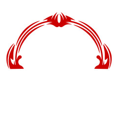 Stylized Red Archway Design: Abstract Ornamental Decoration on Dark Background
